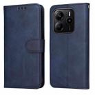 For Redmi Note 14 4G 164.84mm Classic Calf Texture Flip Leather Phone Case(Blue) - 1