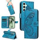 For Samsung Galaxy S24 FE 5G Swallowtail Butterfly Embossed Leather Phone Case(Blue) - 1