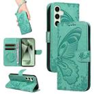 For Samsung Galaxy S24 FE 5G Swallowtail Butterfly Embossed Leather Phone Case(Green) - 1