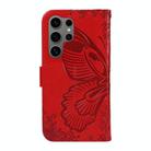 For Samsung Galaxy S25 Ultra 5G Swallowtail Butterfly Embossed Leather Phone Case(Red) - 3