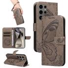 For Samsung Galaxy S25 Ultra 5G Swallowtail Butterfly Embossed Leather Phone Case(Grey) - 1