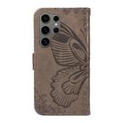 For Samsung Galaxy S25 Ultra 5G Swallowtail Butterfly Embossed Leather Phone Case(Grey) - 3