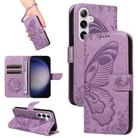 For Samsung Galaxy S25 / S24 5G Swallowtail Butterfly Embossed Leather Phone Case(Purple) - 1