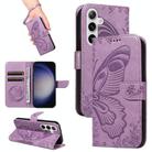 For Samsung Galaxy S25+ / S24+ 5G Swallowtail Butterfly Embossed Leather Phone Case(Purple) - 1