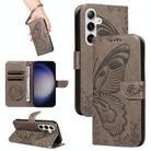 For Samsung Galaxy S25+ / S24+ 5G Swallowtail Butterfly Embossed Leather Phone Case(Grey) - 1
