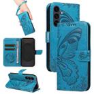 For Samsung Galaxy S25 FE 5G Swallowtail Butterfly Embossed Leather Phone Case(Blue) - 1