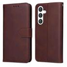 For Samsung Galaxy S25 5G Classic Calf Texture Flip Leather Phone Case(Brown) - 1