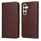 For Samsung Galaxy S25+ 5G Classic Calf Texture Flip Leather Phone Case(Brown) - 1