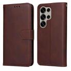 For Samsung Galaxy S25 Ultra 5G Classic Calf Texture Flip Leather Phone Case(Brown) - 1