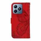 For Realme C63 / C61 Global Swallowtail Butterfly Embossed Leather Phone Case(Red) - 3