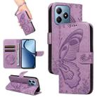 For Realme C63 / C61 Global Swallowtail Butterfly Embossed Leather Phone Case(Purple) - 1