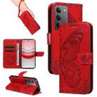 For Realme 14x 5G Swallowtail Butterfly Embossed Leather Phone Case(Red) - 1