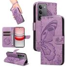 For Realme 14x 5G Swallowtail Butterfly Embossed Leather Phone Case(Purple) - 1