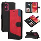For Motorola Edge 50 Fusion Three Color Splicing Leather Phone Case(Black) - 1