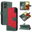 For Motorola Moto G85 Three Color Splicing Leather Phone Case(Green) - 1