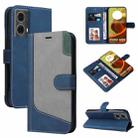 For Motorola Moto G85 Three Color Splicing Leather Phone Case(Blue) - 1