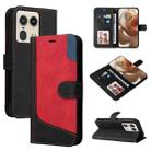 For Motorola Moto X50 Ultra Three Color Splicing Leather Phone Case(Black) - 1