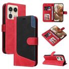 For Motorola Moto X50 Ultra Three Color Splicing Leather Phone Case(Red) - 1