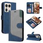 For Motorola Moto X50 Ultra Three Color Splicing Leather Phone Case(Blue) - 1