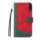 For OPPO Reno12 Pro 5G Global Three Color Splicing Leather Phone Case(Green) - 2