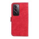 For OPPO Reno12 Pro 5G Global Three Color Splicing Leather Phone Case(Red) - 3