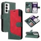 For OPPO Reno12 5G Global Three Color Splicing Leather Phone Case(Green) - 1