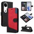 For vivo V40 5G Three Color Splicing Leather Phone Case(Black) - 1