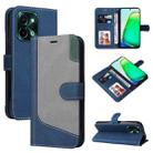 For vivo Y28 4G Three Color Splicing Leather Phone Case(Blue) - 1