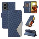 For Motorola Moto G85 Dual-color Rhombic Lattice Leather Phone Case(Blue) - 1