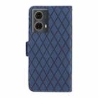 For Motorola Moto G85 Dual-color Rhombic Lattice Leather Phone Case(Blue) - 3