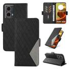 For Motorola Moto G85 Dual-color Rhombic Lattice Leather Phone Case(Black) - 1
