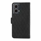 For Motorola Moto G85 Dual-color Rhombic Lattice Leather Phone Case(Black) - 3