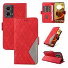 For Motorola Moto G85 Dual-color Rhombic Lattice Leather Phone Case(Red) - 1