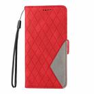 For Motorola Moto G85 Dual-color Rhombic Lattice Leather Phone Case(Red) - 2