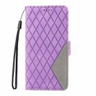 For Motorola Moto G85 Dual-color Rhombic Lattice Leather Phone Case(Purple) - 2