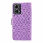 For Motorola Moto G85 Dual-color Rhombic Lattice Leather Phone Case(Purple) - 3