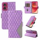 For Motorola Edge 50 Fusion Dual-color Rhombic Lattice Leather Phone Case(Purple) - 1