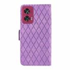 For Motorola Edge 50 Fusion Dual-color Rhombic Lattice Leather Phone Case(Purple) - 3