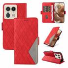 For Motorola Moto X50 Ultra Dual-color Rhombic Lattice Leather Phone Case(Red) - 1