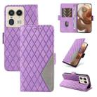 For Motorola Moto X50 Ultra Dual-color Rhombic Lattice Leather Phone Case(Purple) - 1