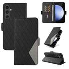 For Samsung Galaxy S24 FE 5G Dual-color Rhombic Lattice Leather Phone Case(Black) - 1