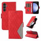 For Samsung Galaxy S24 FE 5G Dual-color Rhombic Lattice Leather Phone Case(Red) - 1