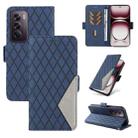 For OPPO Reno12 Pro 5G Global Dual-color Rhombic Lattice Leather Phone Case(Blue) - 1