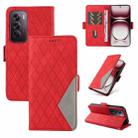 For OPPO Reno12 Pro 5G Global Dual-color Rhombic Lattice Leather Phone Case(Red) - 1