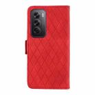 For OPPO Reno12 Pro 5G Global Dual-color Rhombic Lattice Leather Phone Case(Red) - 3