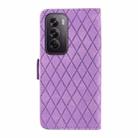 For OPPO Reno12 Pro 5G Global Dual-color Rhombic Lattice Leather Phone Case(Purple) - 3