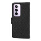 For OPPO Reno12 5G Global Dual-color Rhombic Lattice Leather Phone Case(Black) - 3