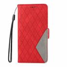 For OPPO Reno12 5G Global Dual-color Rhombic Lattice Leather Phone Case(Red) - 2