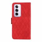 For OPPO Reno12 5G Global Dual-color Rhombic Lattice Leather Phone Case(Red) - 3