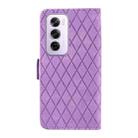 For OPPO Reno12 5G Global Dual-color Rhombic Lattice Leather Phone Case(Purple) - 3